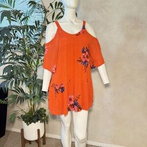 O'Neill Corrie Orange Floral Shift Dress Sz S